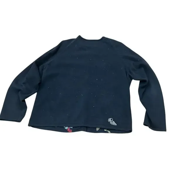 Vintage Black Michael Simon Cardigan Beaded Embroidered Sweater / XL - - Picture 3 of 5